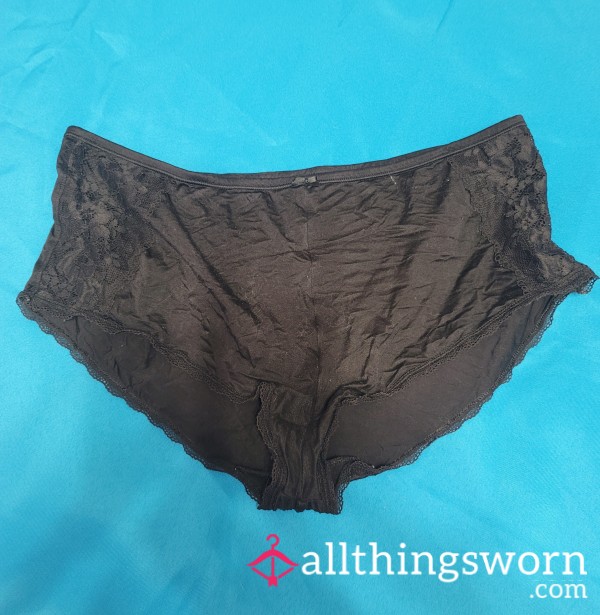 VS Black Satin With Lace Shortie Panties XL – Well Loved – Cotton Gusset – US Shipping Included