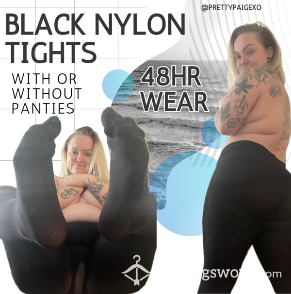 Black Nylon Tights 🖤 Perfect Feet +pu**y Combo! ❤️‍🔥 48hr Wear—with Or Without Panties