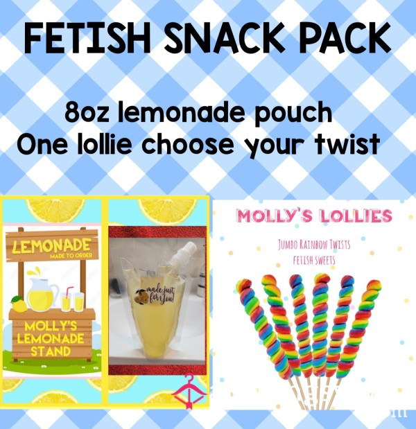 🍋🍭Molly's Fetish Snack Pack - 8oz Lemonade Pouch And Jumbo Lollie🍋🍭