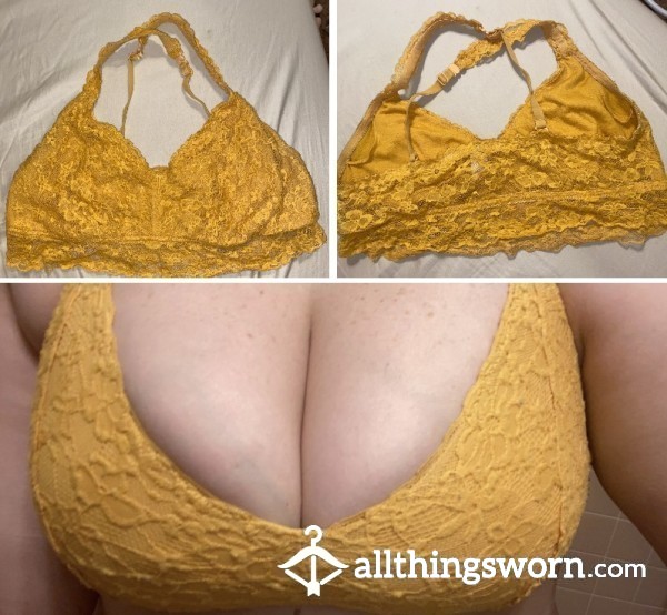 Old Mustard Yellow Lace Bra. 3 Day Wear & Free US Shipping 💛