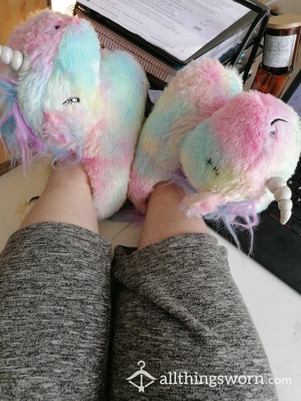 1 Year Worn Stinky Unicorn Slippers 🦄