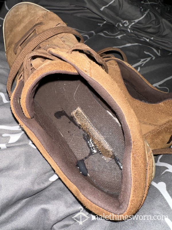 $18-Size 10 Well Worn Brown Suede Shoes