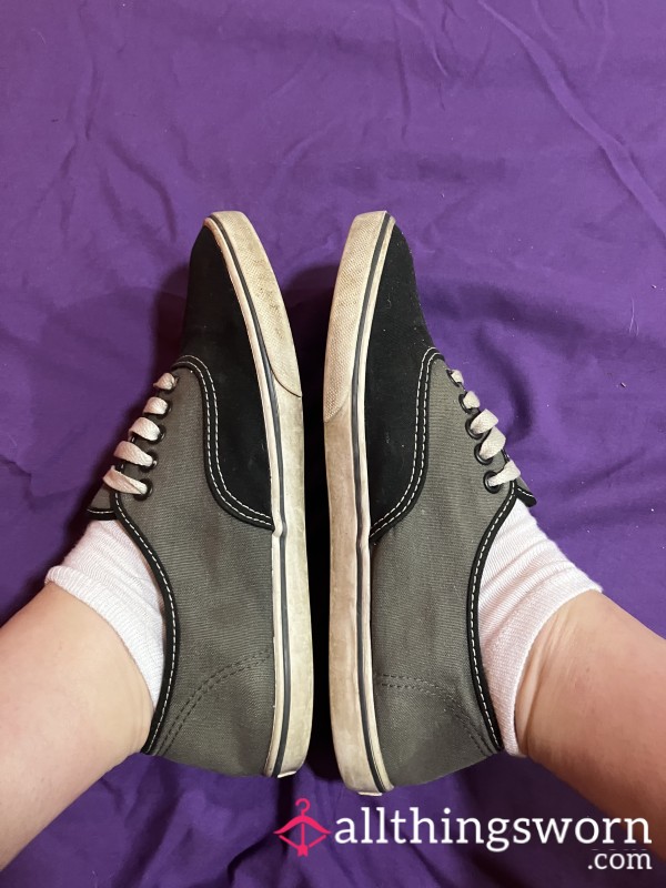 10 Year Old Worn Vans-gray And Black