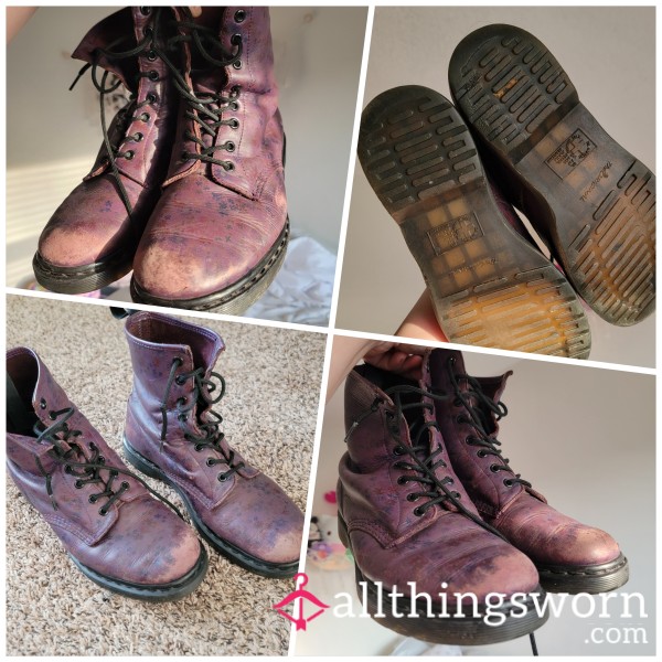 10 Yr Old Well-worn Purple Dr Martens Boots