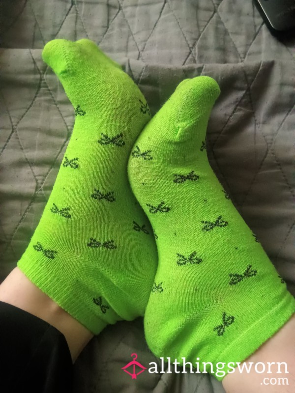 2 Day Worn Bright Green Socks