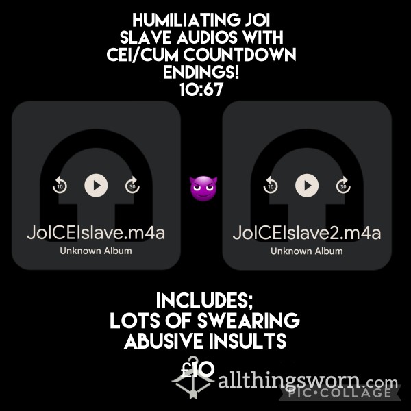 💦😈 2 Humilation Slave Audio JOI's With CEI/c*m Countdown Endings..😈💦