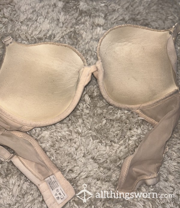 2 Month Worn No Wash Sweat And C*m Stained Tan Bra -38C