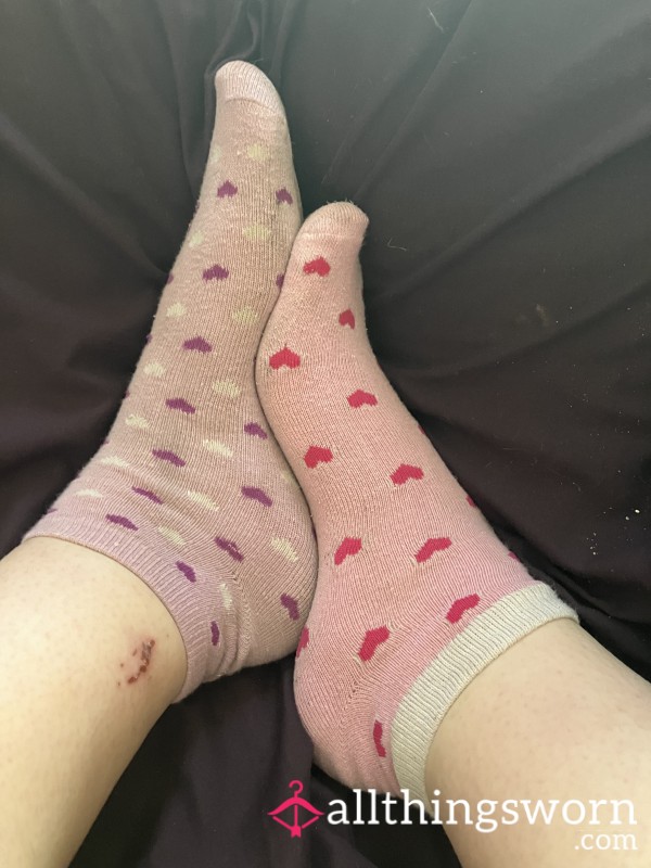 2️⃣ Pairs Of 💜 Heart 🩷 Print Ankle Socks 🧦