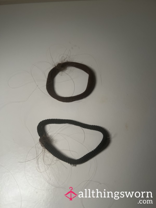 2 Thicker Hair Ties/ Brown & Back