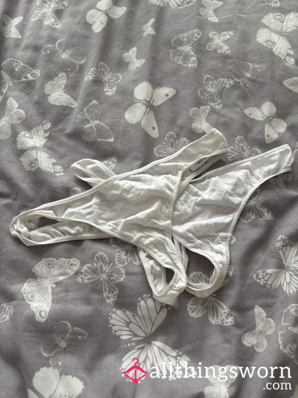 2 White Used Thongs