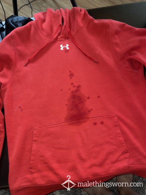 24 Hour Worn C*m Sprayed Under Armour Athletic Hoodie Size Large