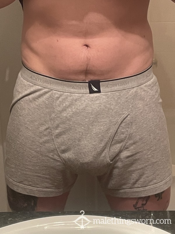 24 Hour Worn Gray Nautica Briefs Large