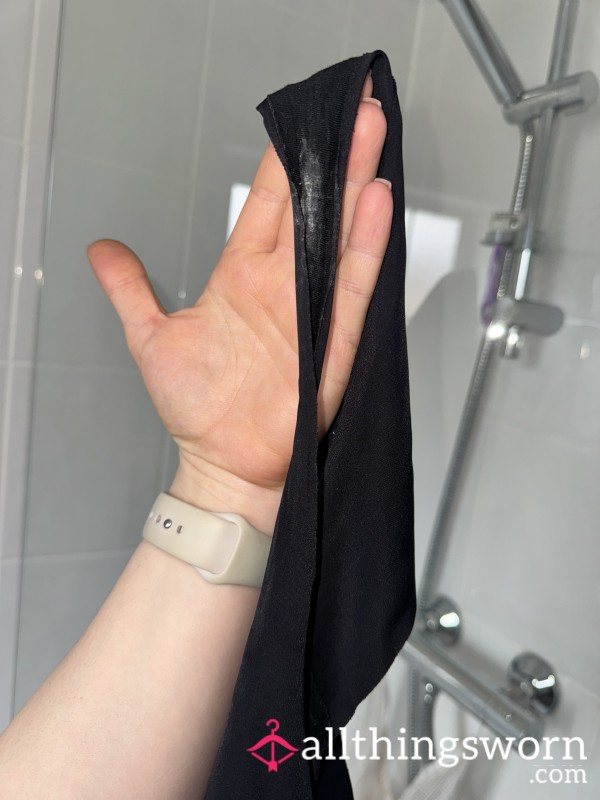 24 Hr Worn Black Thongs