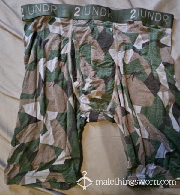 2undr Long Leg Boxer Brief - Dark Green Forest Camo - Large / Medium