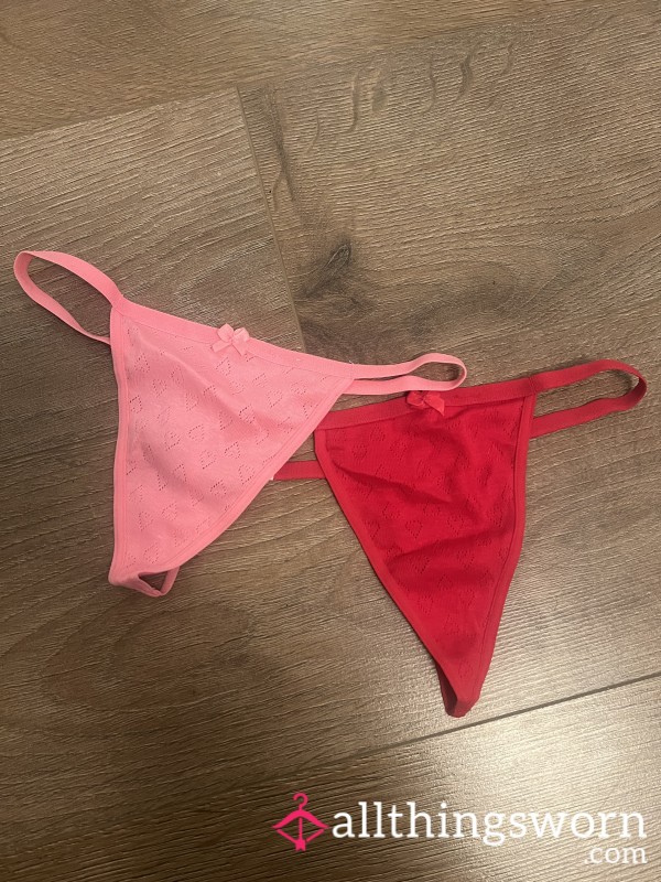 2x Worn Thongs - Pink And Red