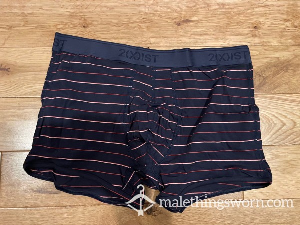 2(X)ist Navy Blue Stripes Boxer Briefs Trunks (M)- Ready To Be Customised For You