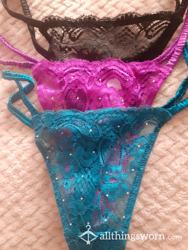 3  Beautiful Diamonique Thongs