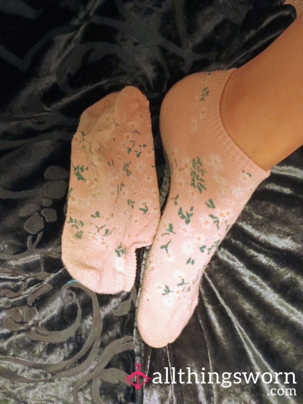 3 Day Wear, Pink Flor*l Ankle Socks