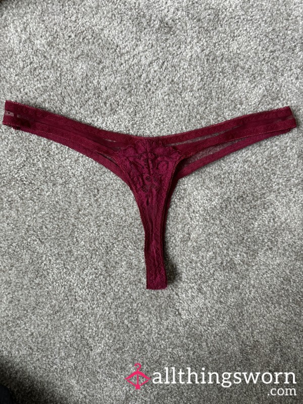 3 Day Wear Red Lace Thong