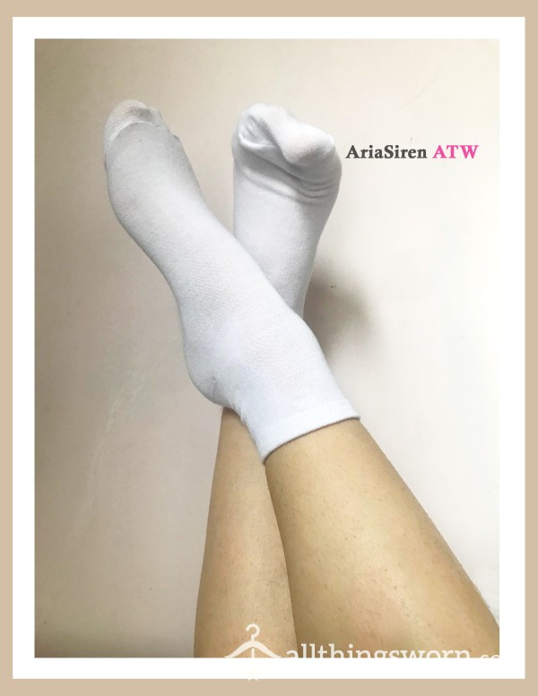 🧦🤍3-Day-Wear Thin White Ankle Socks From Cla**y Working Professional (Small Size 7US)🤍🧦