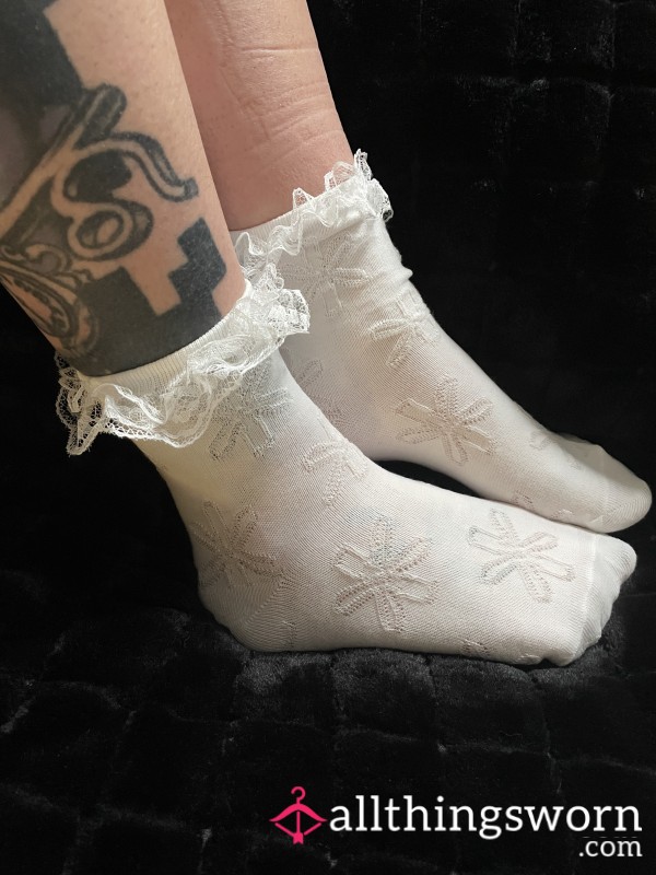 3 Day Worn White Ruffle Socks