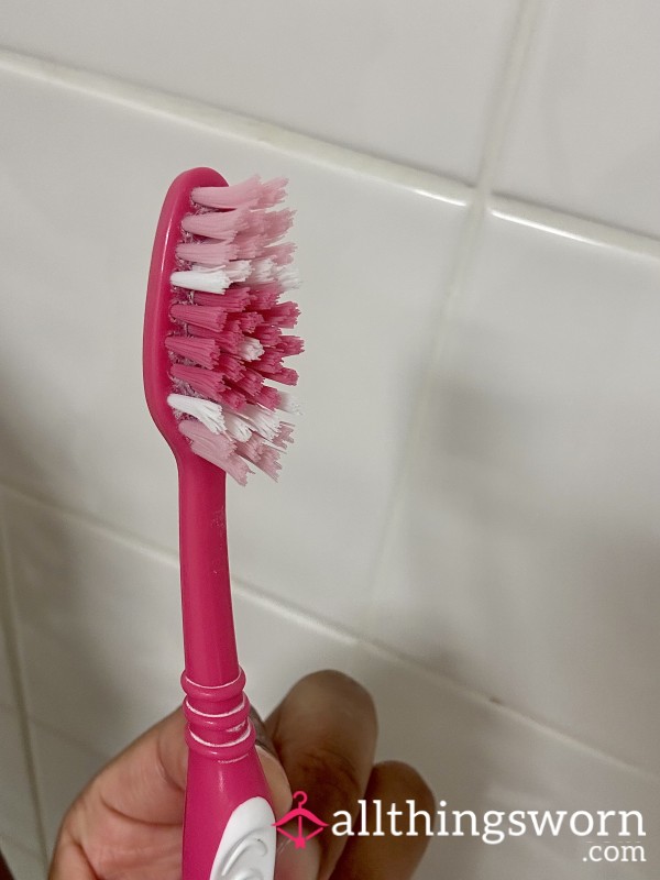 3 Month Well Used Pink Toothbrush