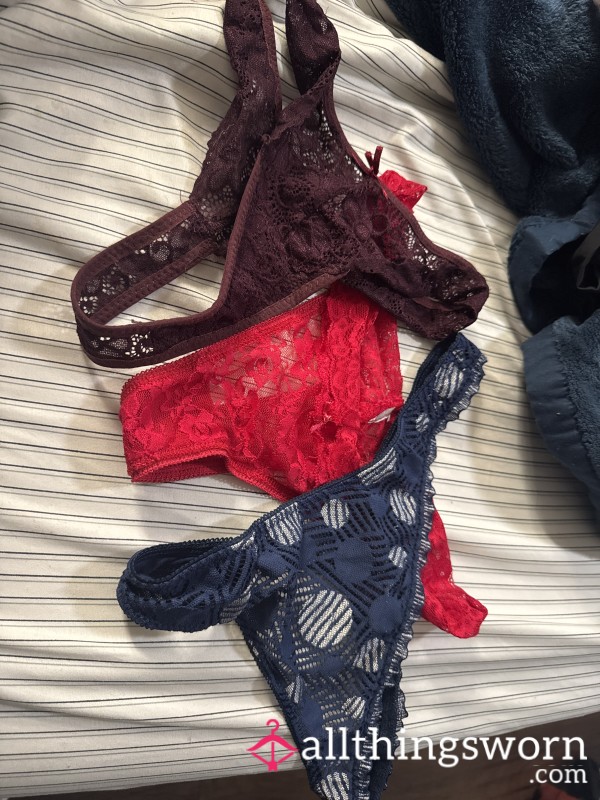 3 Pairs Of Lace Thongs