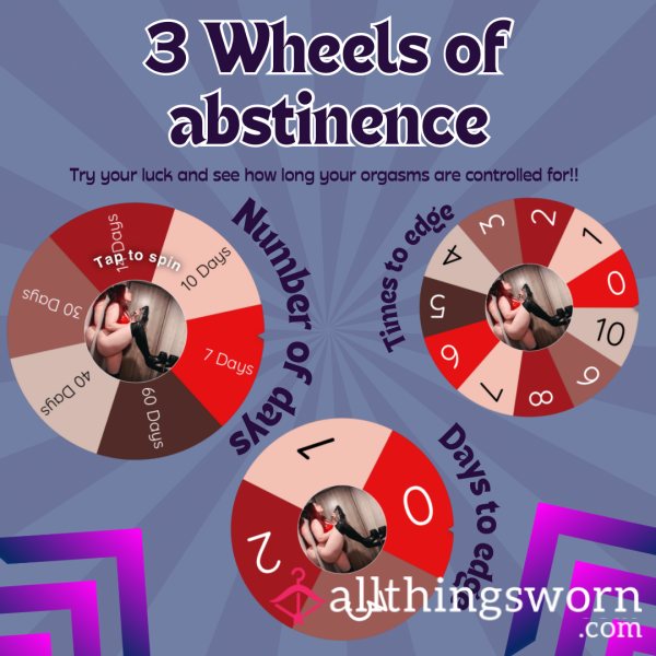 3 Wheels Of Abstinence,  Chastity, Orgasm Control!