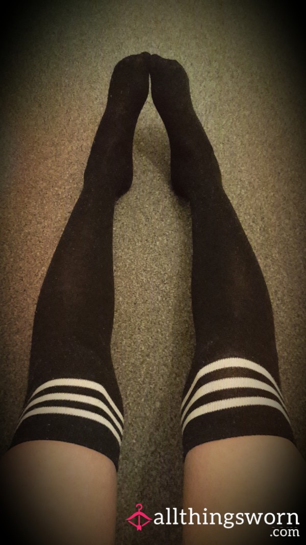 Thigh High Black Socks Worn By Goddess For You Sock Lovers 😈👣