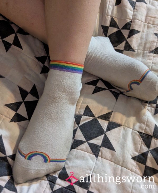 32 Hour Worn Cute Rainbow Socks