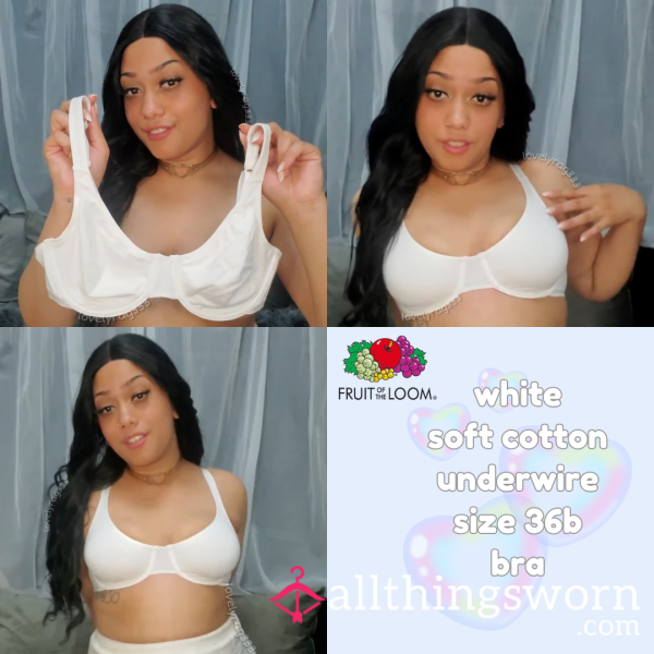 36b White Cotton Underwire Bra