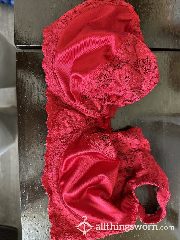 38D Red No Padding Bra Worn 7 Days