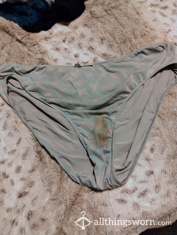 38wks Pregnant Stained Silk Feel Panties