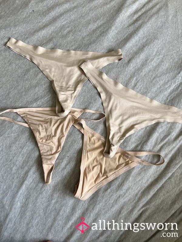 4 Beige Silk Thongs (1 For $30) (4 For $80)