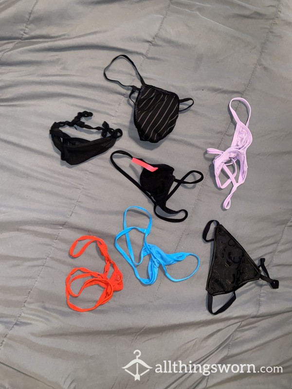 4 Black Thongs, 1 Red, 1 Lavender, And 1 Blue Thong. 2/$25 😘