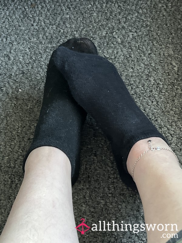 4 Day Worn Black Trainer Socks