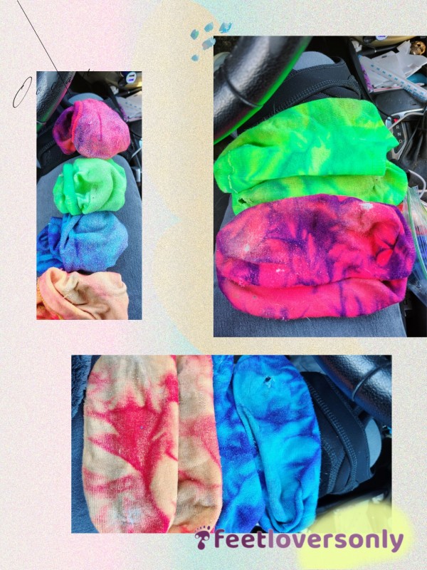 4 Pairs Holey Tie-dye Socks