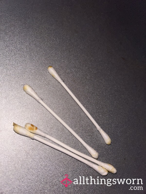 4 Used Cotton Buds / Q Tips - EAR WAX