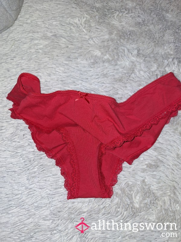 48 Hours Worn Cotton Red Panties