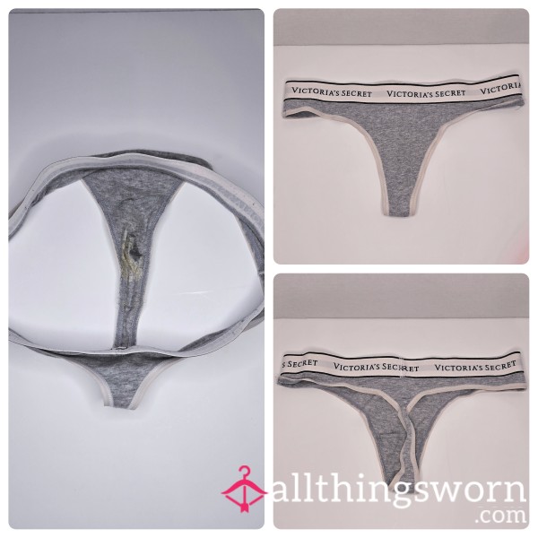 *48H‼️ Wear* Vacuum Sealed & Ready-to-Ship Grey Cotton VS Thong