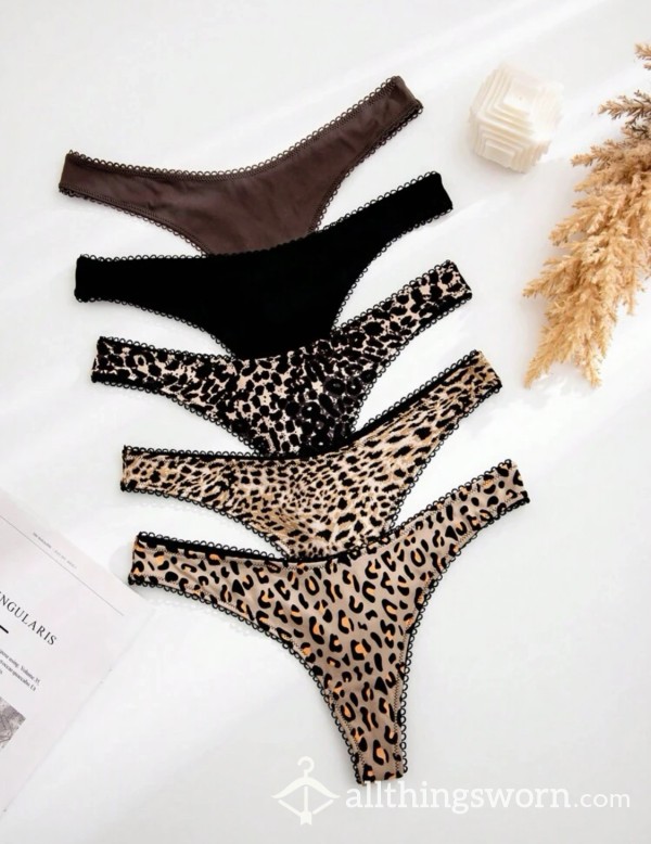 5 Animal Print Thongs