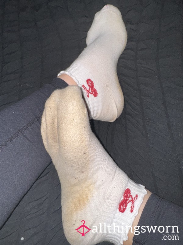 5 Days Wear On These White Cherry Socks💋