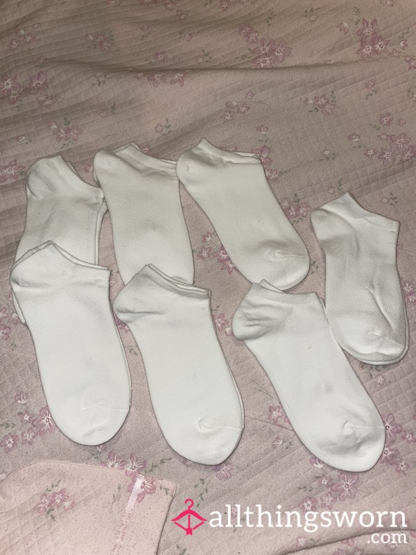 7 Pair Plain White Socks For Custom Wear 🎀💕