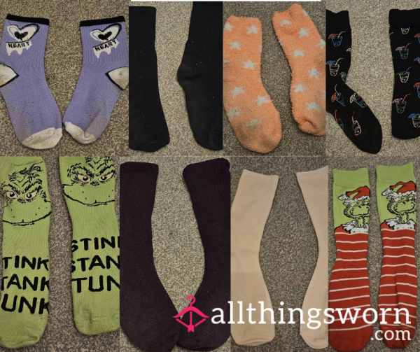 8 Pairs Of Worn Socks