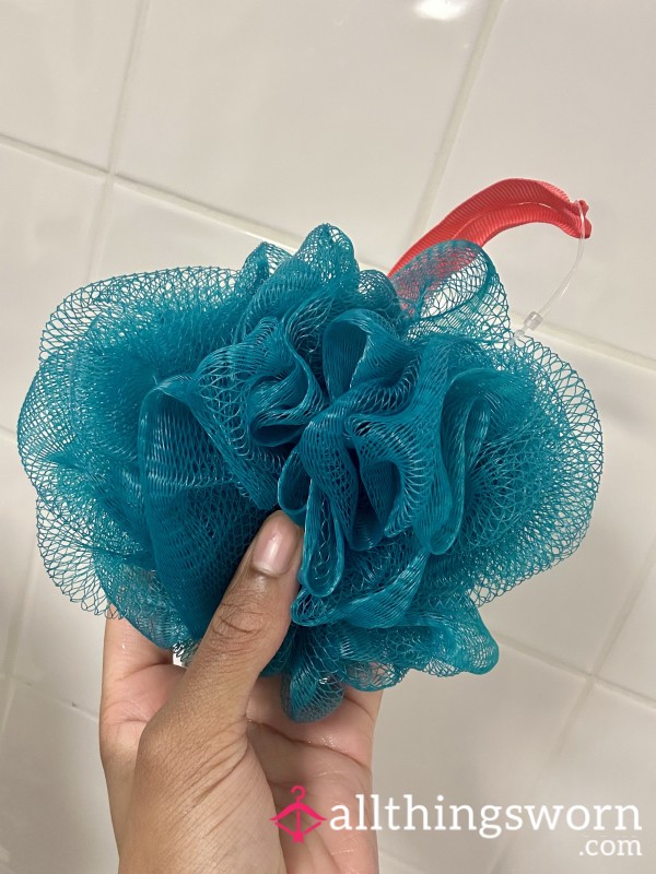 9 Months Well Used Blue Loofah Bath Sponge