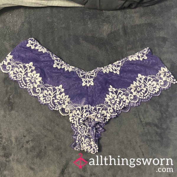 #9 Purple Lace Cheekies With White Embellishments