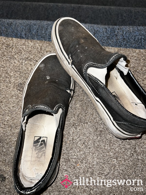 Completely Worn Out Gym Shoes- Slip On Vans