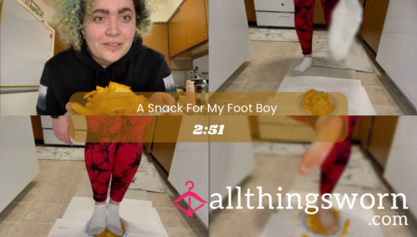 A Snack For My Foot Boy — 011 (Food Crushing In Socks + Barefoot)