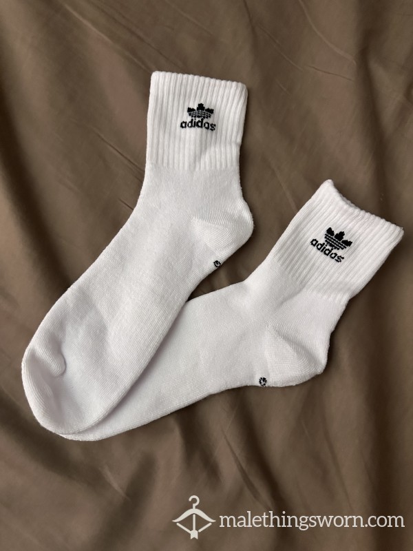 Adidas White Quarter Socks (L)