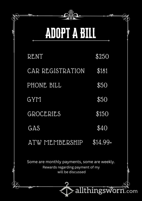 Adopt A Bill With Rewards ~ USD Conversions In Description